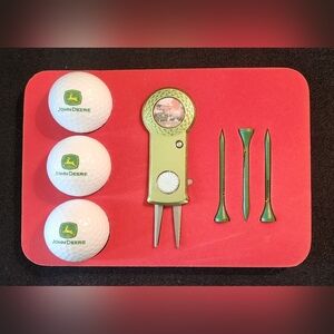 John Deere Green Divot Tool and Golf Balls Set